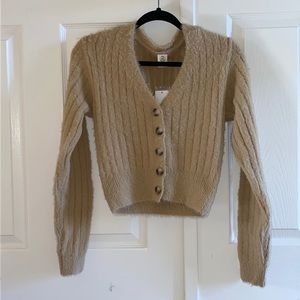 BNWT UO Beige Fuzzy Button Down Sweater
